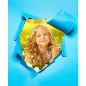 Place A Photo Of Your Loved One Behind A Colored, Torn Sheet Of Paper photo effect